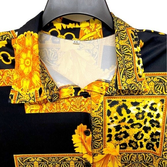 Gold Prints Women’s Button-Down Mini Dress - Picture 4 of 7